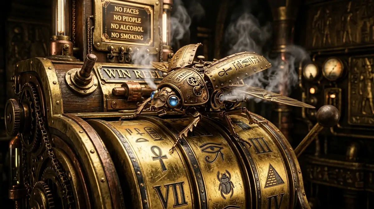 Brass mechanical scarab slot reel