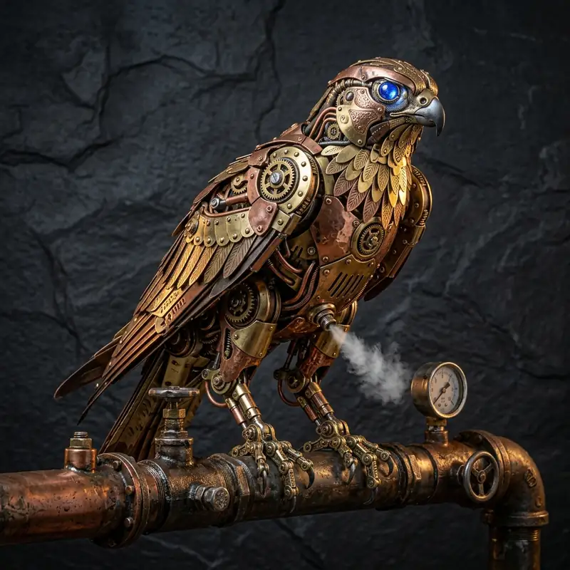 Mechanical falcon mascot